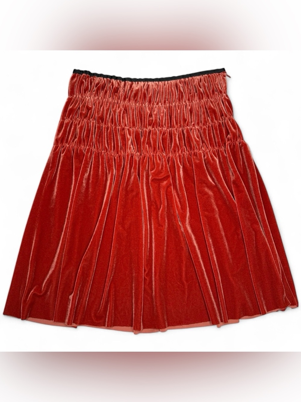 Grace Elements Pleated Skirt Orange Velvet Womens‎ 10 Knee Length Side Zip NWT